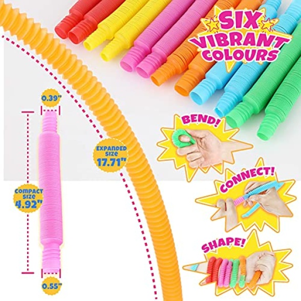 Pop Tubes Fidget Toy 24 Pack Sensory Stretch Tubes Kit Stress Relief Toys  for Kids Toddlers Fun Pop Tubes Bulk for Building Activity Valentine's Day  Gift for Kids School Classroom Exchange Prizes 