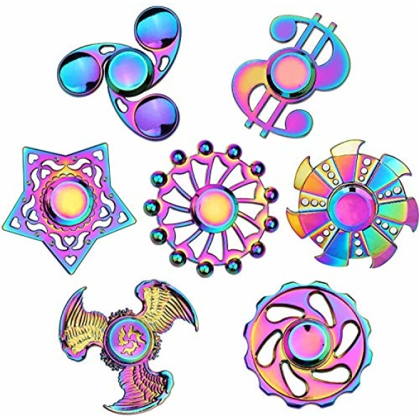 7 Pack Rainbow Fidget Spinners Pack Stress Relief Toys for Kids Adults,  Finger Hand Spinner Metal Fidget Bulk Set Desk Toy for Anti-Anxiety Focus