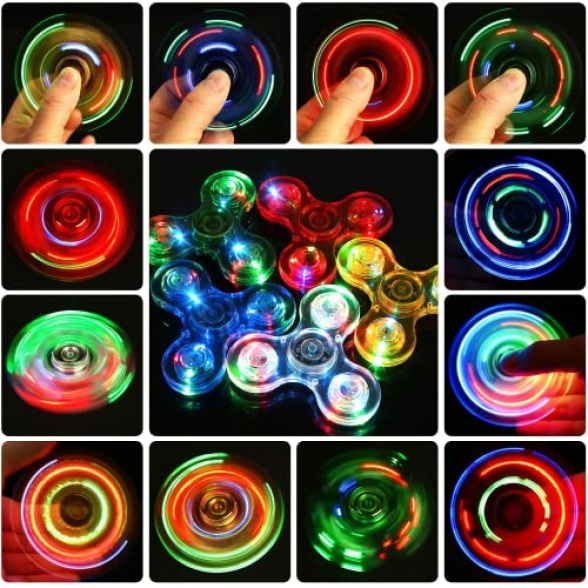 SCIONE 6 Pack Fidget Spinner, LED Light Up Fidget Spinner Toy for Kid  Adult, Valentines Day Gifts, Glow in The Dark Party Supplies, Anxiety Toy  Stress