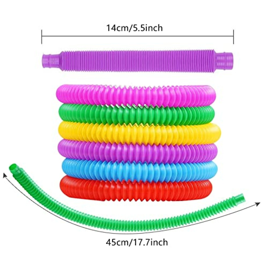 Udewo 12 PCS Mini Pop Tubes, Colourful Tubes Sensory Toys Stretch Pipe ...