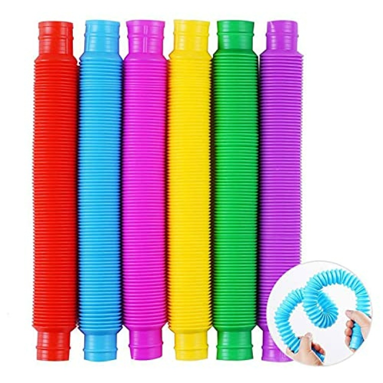 Udewo 12 PCS Mini Pop Tubes, Colourful Tubes Sensory Toys Stretch Pipe ...